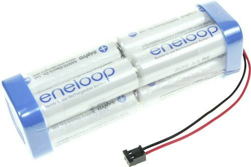 Panasonic eneloop Akkupack Graupner Doppelwürfel F2x2x2 mit 8 Mignon AA Akkus, NiMH, 9.6V, 1900 mAh, Grau/Weiß - Bild 1