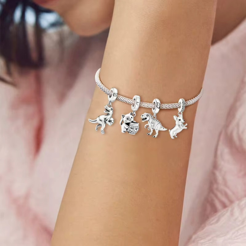 Charm 925 Silber, Igel Dinosaurier, Unisex - Bild 2