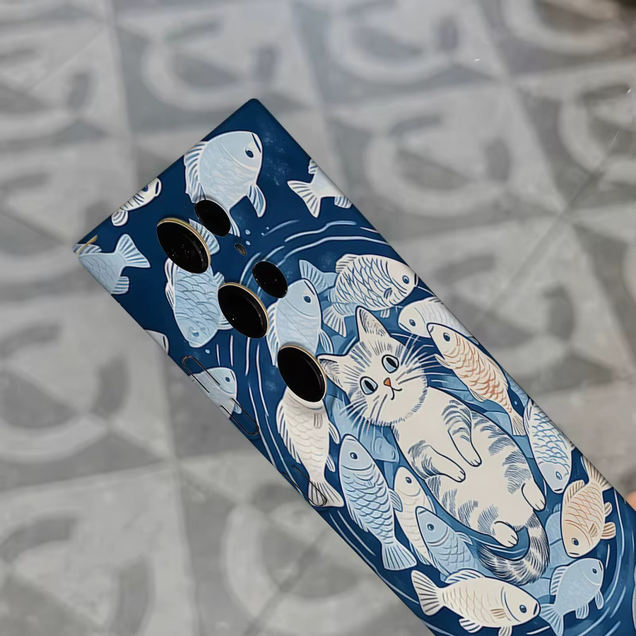 Stoßfeste Doppelschicht Handyhülle mit Katzenfisch-Design für Samsung Galaxy S26 S25 S24 S23 Ultra und Plus - Bild 5