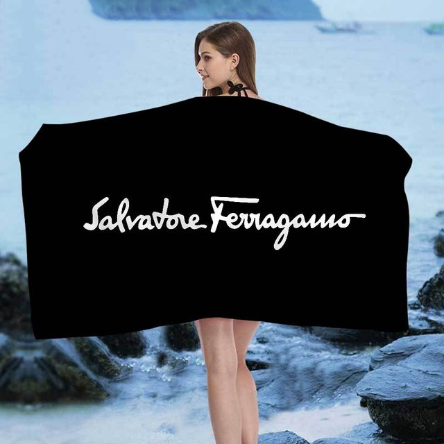 Salvatore Ferragamo Strandtuch aus Mikrofaser in Schwarz und Sand, schnelltrocknendes Handtuch für Pool, Strand und Yoga - Bild 1