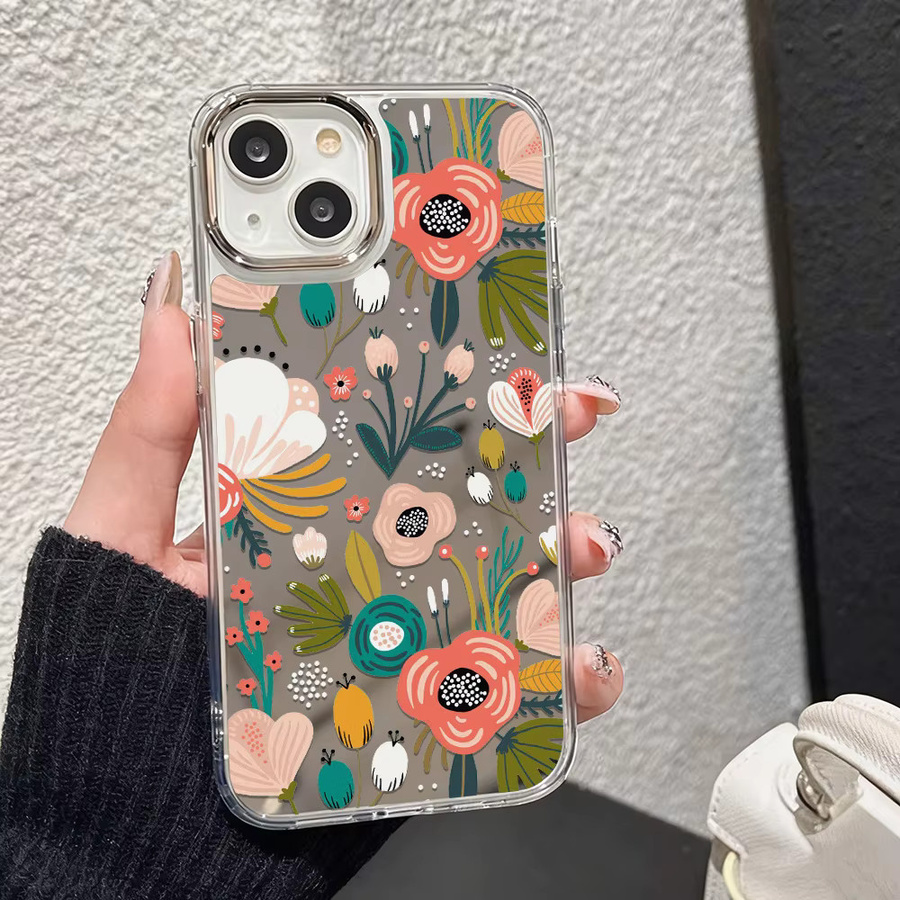 Apple iPhone 16 Pro Max Schutzhülle mit Make-up Spiegel und Blumen Design in Multicolour - Bild 2