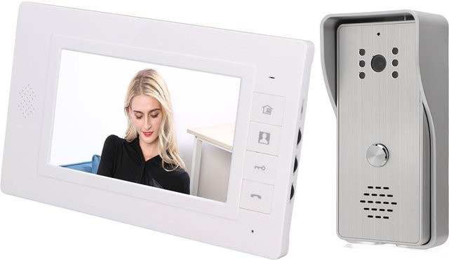 OutsideWorld Smart Video Gegensprechanlage mit 7-Zoll-Bildschirm und 120 Grad Weitwinkel, kabelgebundenes Türtelefon Türklingel-Kit in Weiß - Bild 1