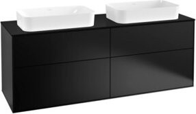 Villeroy & Boch Finion Waschtischunterschrank Wandmontage Schwarz Lackiert B: 160 cm, T: 60,3 cm - Bild 1