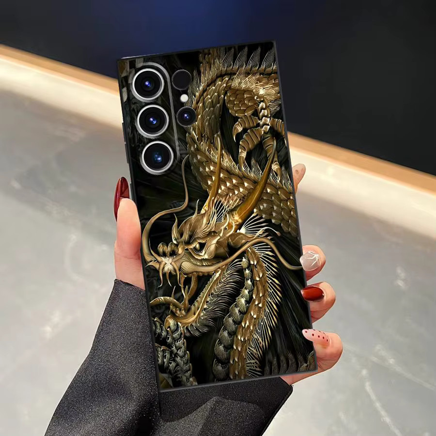 Schwarze weiche Handyhülle Tiger Dragon für Samsung Galaxy S25 Ultra S24 S23 S22 S21 S20 Note 20 10 Plus FE - Bild 4
