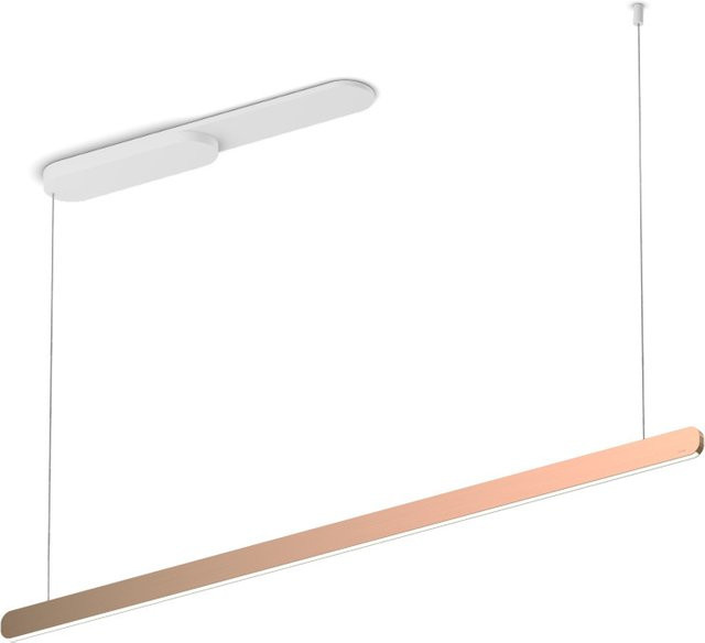 Occhio Mito linear volo 140 up LED-Pendelleuchte in Weiß matt mit Rose Gold Kopf, dimmbar mit Occhio air Modul und x-tra warm LED (2200K - 3500K) - Bild 1