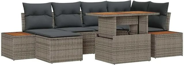 vidaXL Garten-Sofa-Set aus Poly-Rattan in Grau mit 7 Teilen und integriertem Stauraum - Bild 1