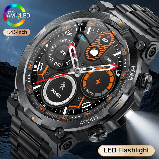 LIGE Smartwatch für Herren, robust und wasserdicht nach IP68, mit Bluetooth-Anruffunktion für Sport, Fitness und Outdoor, kompatibel mit Android und iOS, in Schwarz und Silber - Bild 1