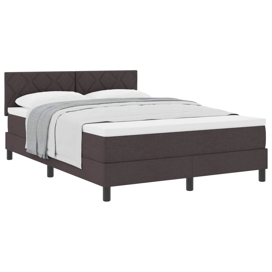 vidaXL Boxspringbett mit Matratze in Dunkelbraun, Hybrid-Design mit Taschenfederkern, B/T: 140 x 200 cm - Bild 2