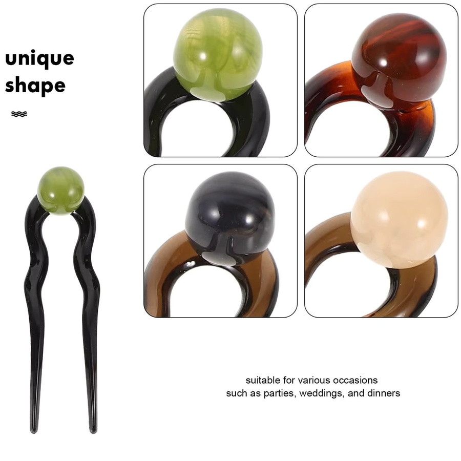 4 Stück U-förmige Haarnadeln mit Perlen, Damen, Chignon Pins - Bild 2