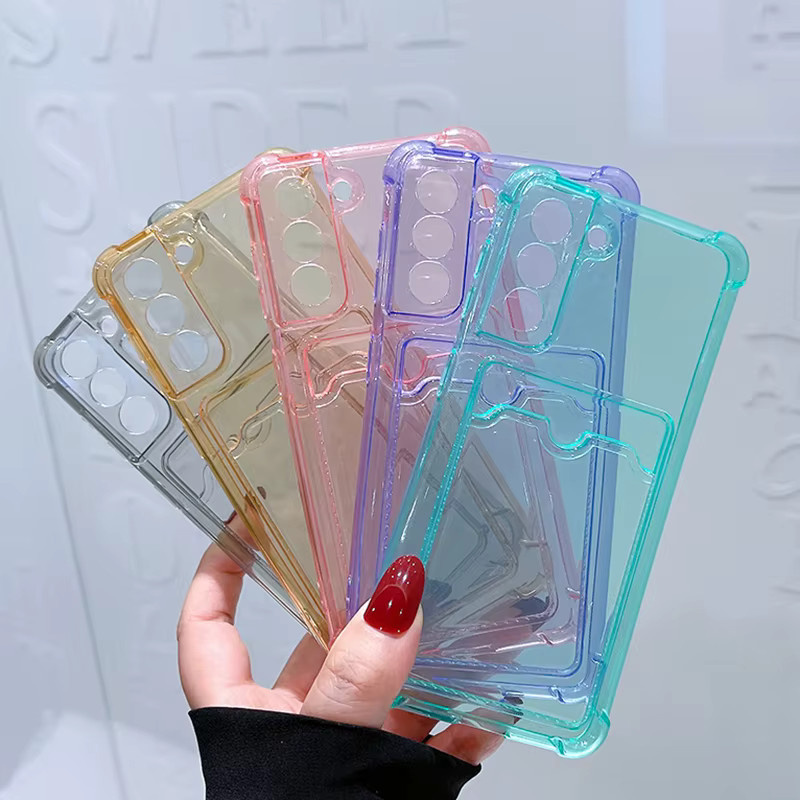 Transparente Karten-Tasche und Brieftasche als Schutzhülle für Samsung Galaxy A-Serie (A12 bis A56) in Blau und Transparent - Bild 1