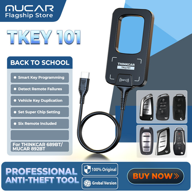 THINKCAR TKEY 101 Universeller Autoschlüssel-Programmierer in Schwarz mit 6 Fernbedienungen zur Programmierung von Auto-Diebstahlschutzsystemen für MUCAR 892BT und 689BT - Bild 1