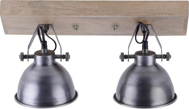 Just Light Samia Wand- und Deckenleuchte aus Eisen und Holz in Stahlfarbig, 2-flammig, B/H/L: 24 x 22 x 45 cm - Bild 1