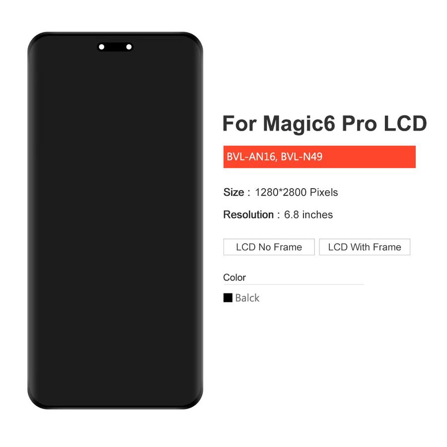 Honor Magic6 Pro Ersatz Display mit 6,8 Zoll LCD Touchscreen Digitizer Montage in Schwarz - Bild 3