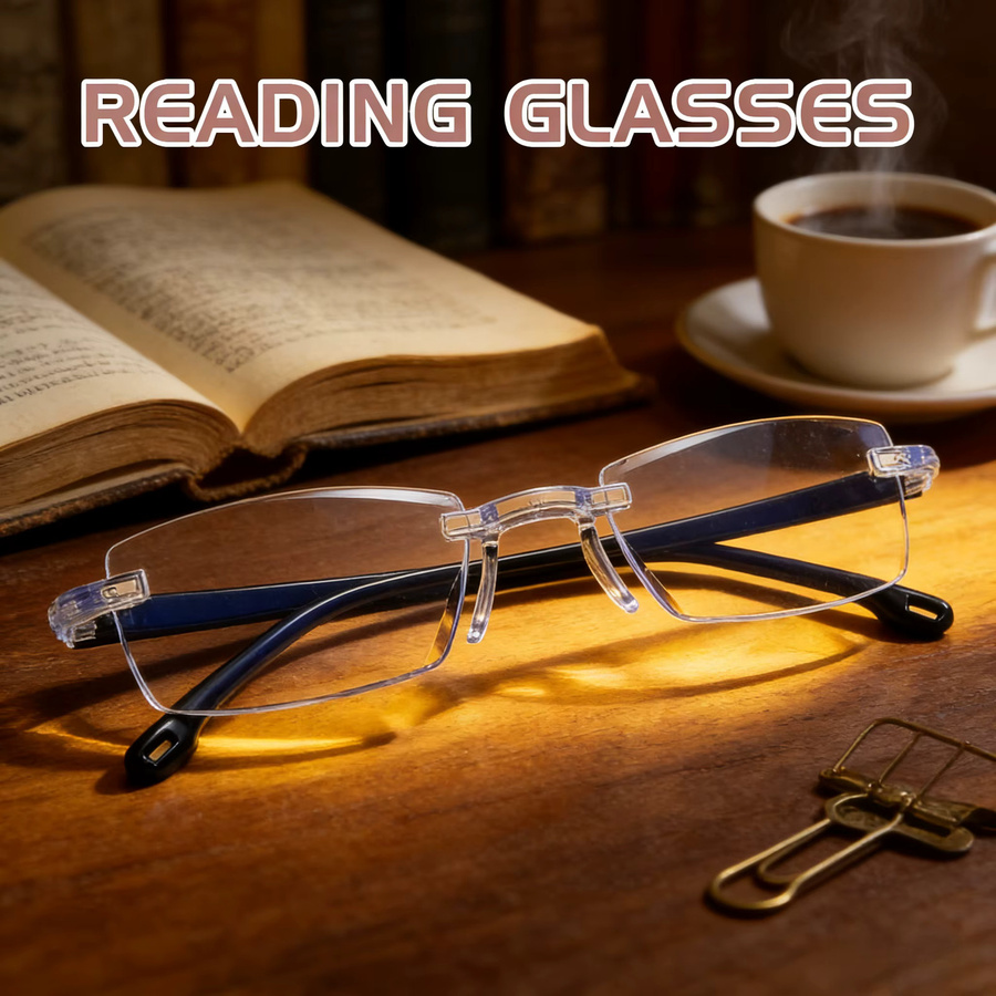 WEIPO Lesebrille, randlos, rechteckig, Metall, Herren - Bild 6