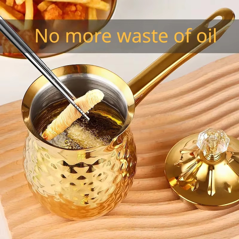 Multifunktionaler Milchtopf aus Edelstahl in Gold, ideal als kleines Fritteuse-Ersatz oder Küchenwerkzeug für Kaffee und Milch - Bild 2