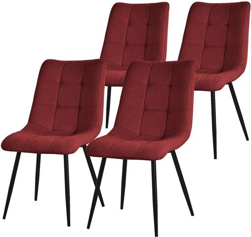 ML-Design Esszimmerstühle 4er Set Rot mit Polyesterbezug und Stahlbeinen - Bild 1