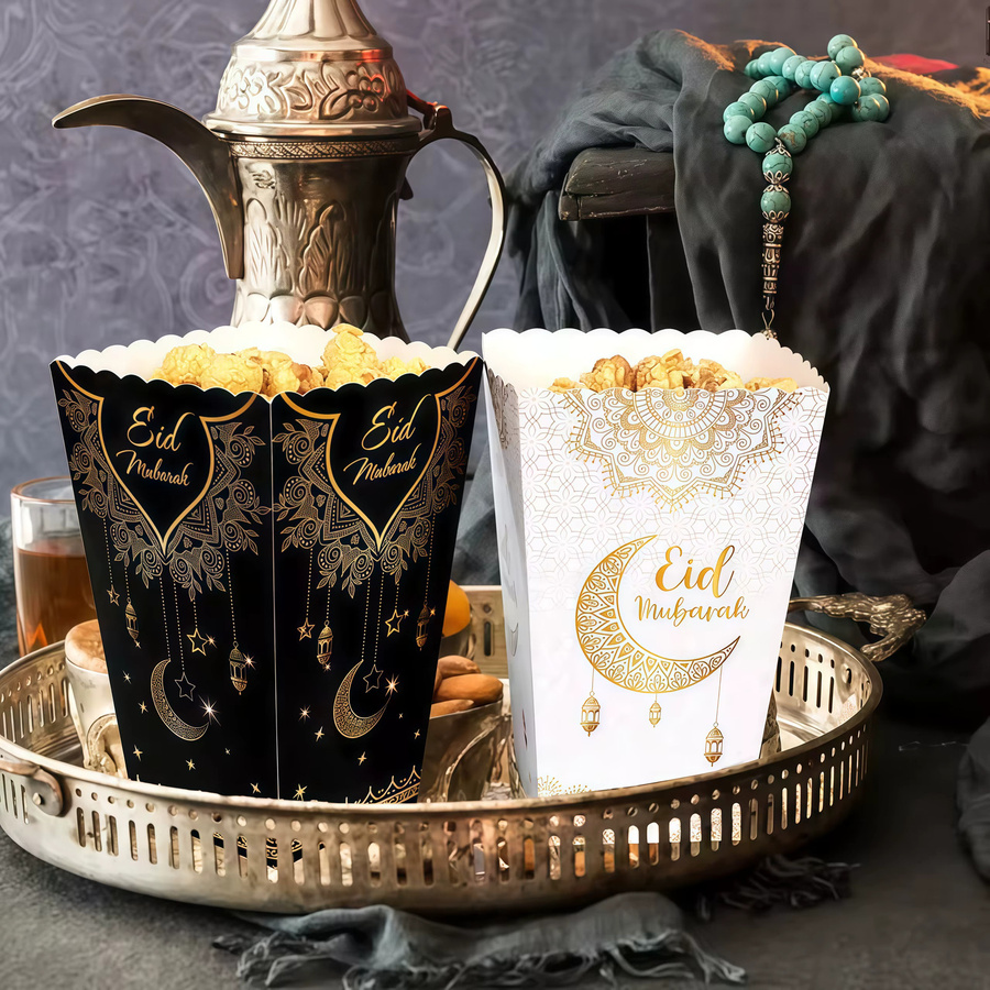 8 Stück Eid Mubarak Papier Popcorn Boxen in Grün für Ramadan und Eid Al-Fitr Party Dekoration und Geschenke - Bild 2