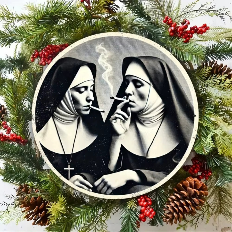 Vintage Metallschild CIFBUY Nonne Retro-Humor Blechwandkunst für Zuhause und Bar, Breite: 20 cm, Höhe: 20 cm - Bild 4