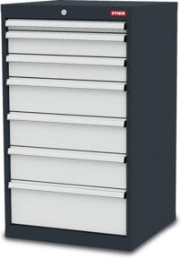 STIER Schubladenschrank aus Stahl in Grau mit 7 Schubladen und Einteilungsset, B/T/H: 60,0 x 57,5 x 102,0 cm - Bild 1