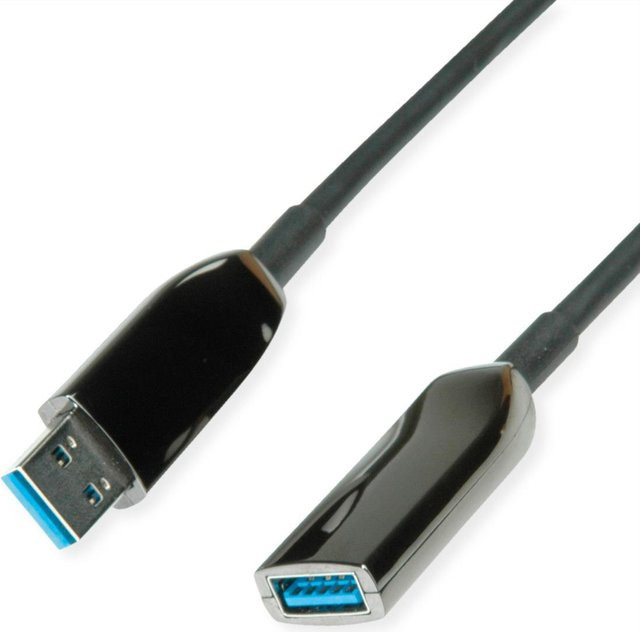 ROLINE USB 3.2 Gen1 AOC-Kabel mit USB-A Stecker und USB-C Buchse, Schwarz, 10 m - Bild 1