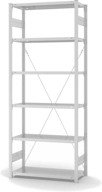 PROREGAL Lebensmittel Fachbodenregal Stecksystem T-Profil in Weiß mit 6 Ebenen, H x B x T: 250 x 100 x 40 cm - Bild 1