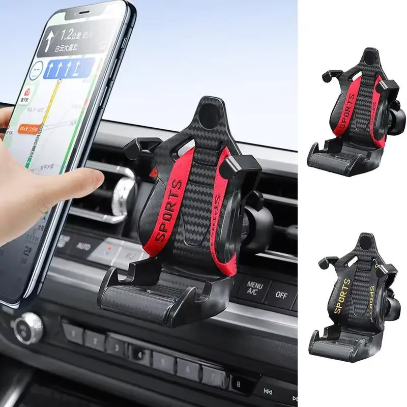 Auto-Handyhalterung im Rennsitz-Design mit Saugnapf für Smartphones wie iPhone, Samsung und Mi in Rot und Schwarz - Bild 2