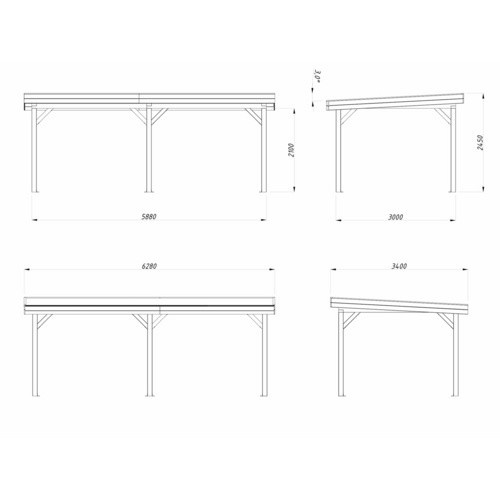 PALMAKO Pavillon Lenna in Braun, B/H/T: 588 x 245 x 300 cm - Bild 2