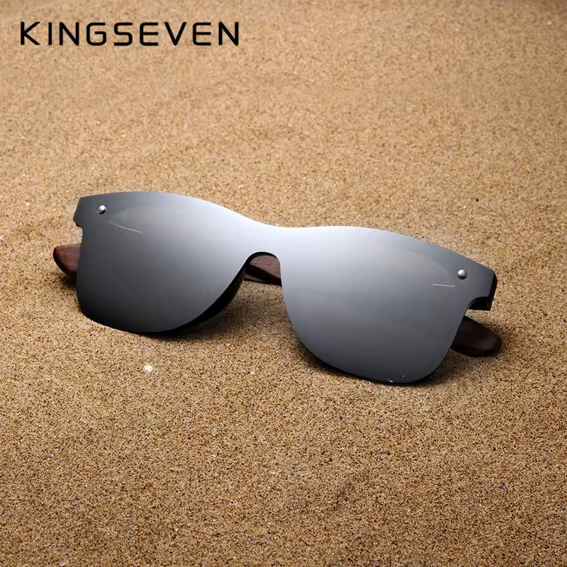KINGSEVEN Sonnenbrille, Holz, braun, Vollrand, Herren, polarisiert - Bild 4