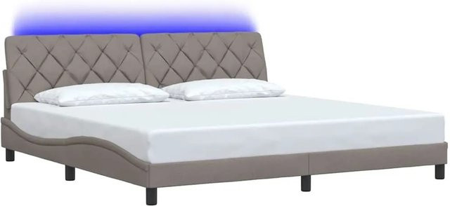 vidaXL Bettgestell mit LED-Unterbettbeleuchtung und USB-Ladeanschluss in Beige, B/T: 200 x 200 cm - Bild 1