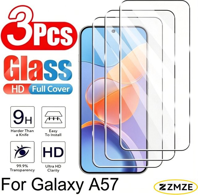 ZMZE 3er-Pack Displayschutz aus ultra-klarem gehärtetem Glas für Samsung Galaxy A57 A56 A55 A53 A37 A36 A35 A26 A25 A23 A17 A16 A15 A07, transparent und kratzfest - Bild 1