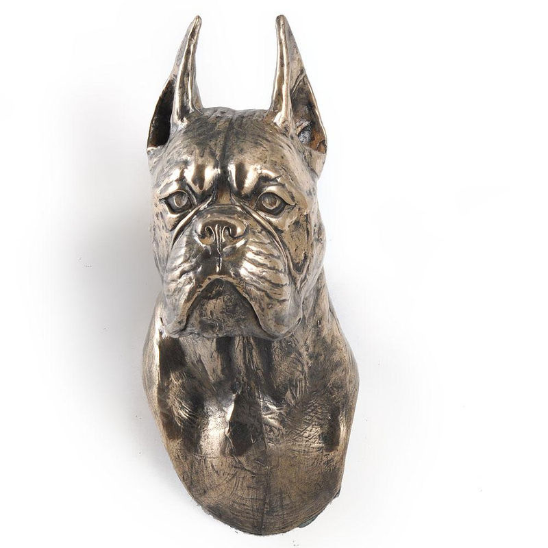 Hängende Boxer Hundestatue als Büste von Art-Dog in Braun aus Kunstharz und Metall - Bild 4