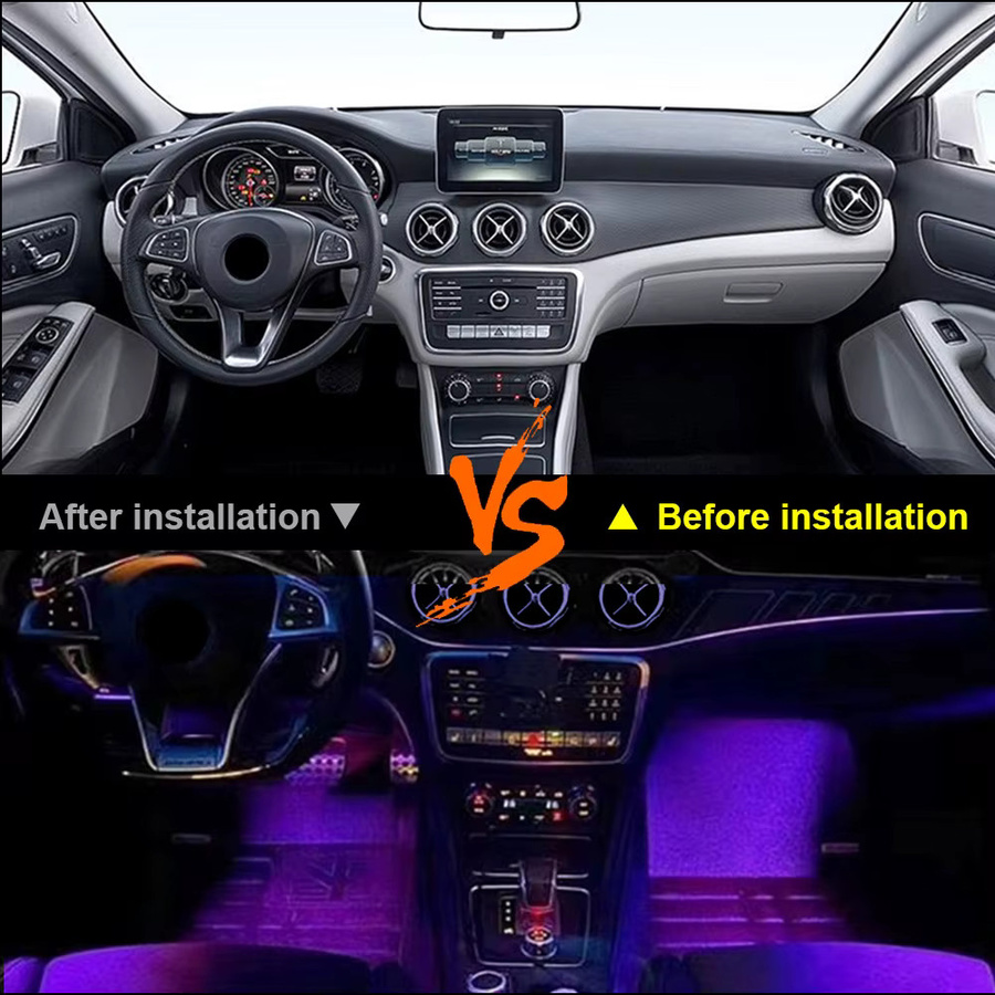 KALADA Ambientebeleuchtung für Mercedes-Benz A CLA GLA W176 W117 X156 mit App- und Fernbedienungssteuerung, RGB LED Set in Multicolour - Bild 2