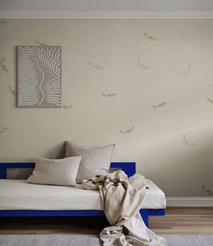 Sandberg Mural Hav Tapete in Terracotta mit Fischmotiv im skandinavischen Design aus Vlies - Bild 2