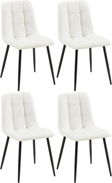 4er Set Esszimmerstühle DELUKE FANOR aus Kunstleder in Weiß mit Stepp-Muster, B/T/H: 45 x 55 x 84 cm - Bild 1
