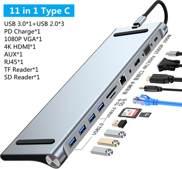 Xiaomi USB-C Hub 12-in-1 Multiport Adapter in Silber mit HDMI, 4K, RJ45 und SD/TF für MacBook, iPad und Laptop - Bild 1