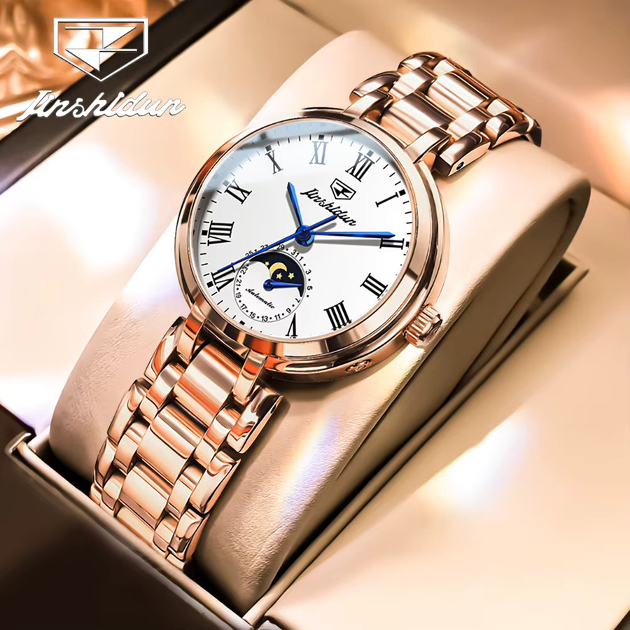 JSDUN Armbanduhr Automatik, Edelstahl, Mondphase, Damen - Bild 2