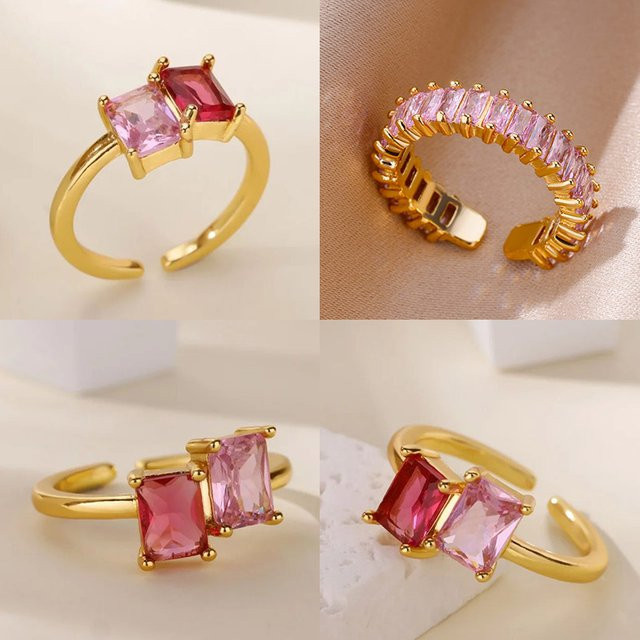 ICFTZWE Ring Edelstahl, Zirkonia, Gold, Damen - Bild 1