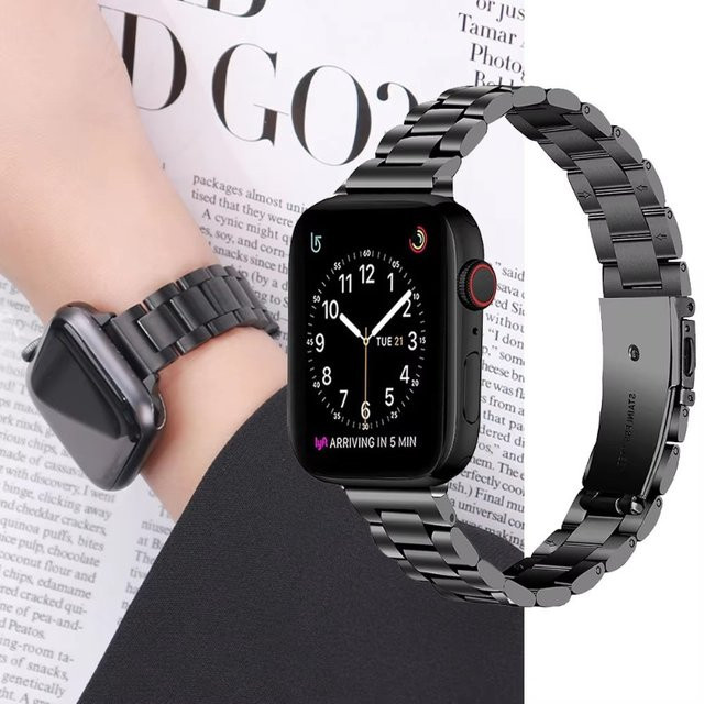 JBAILI Uhrenarmband Edelstahl, Schwarz, Unisex - Bild 1