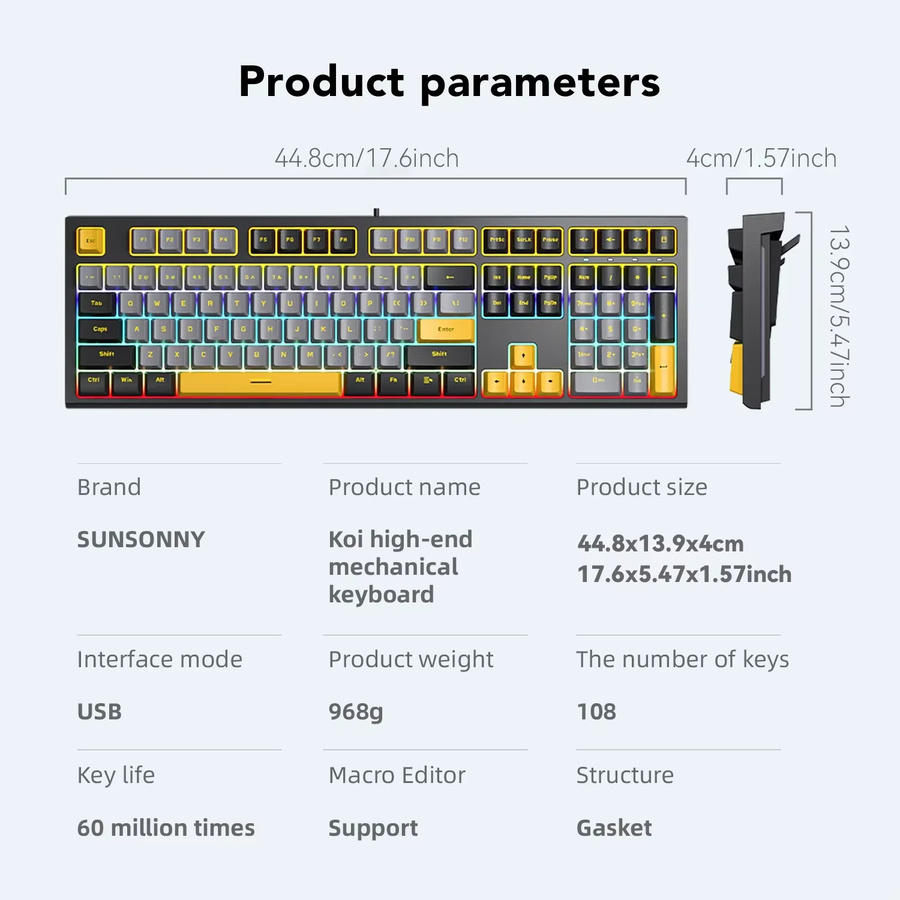 RESAUDGINE Mechanische Gaming-Tastatur mit 108 Tasten und LED-Hintergrundbeleuchtung in Grün für PC und Mac - Bild 4