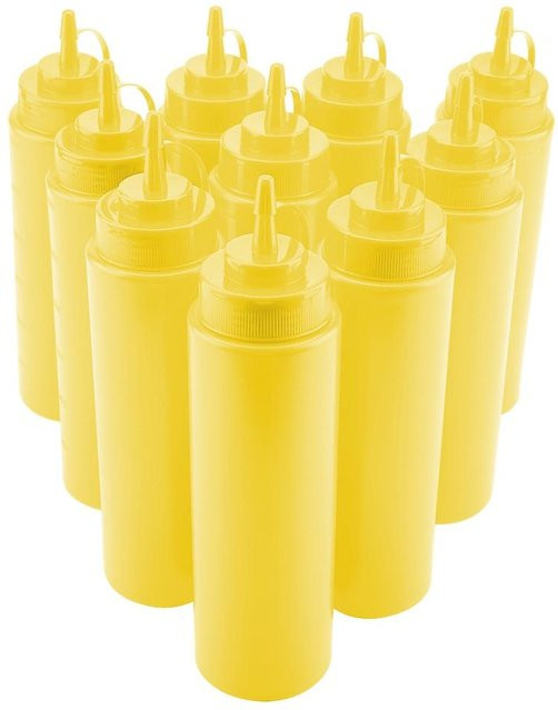CosyHome Gewürzspender Set aus Kunststoff für Soße, Öl, Sahne und Essig, Gelb, 10 Stück, 720 ml pro Stück - Bild 1