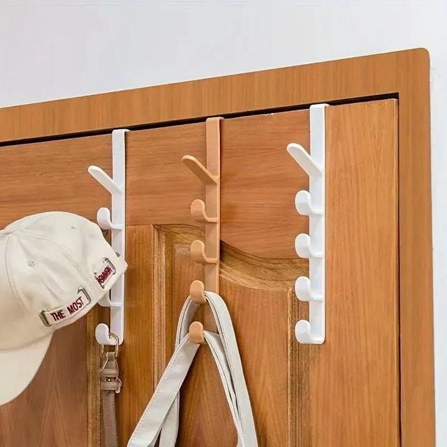 XIUGOUDUOLA Türhänger aus Kunststoff als Aufbewahrungshaken für Taschen und Kleidung in Braun oder Weiß - Bild 1