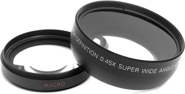 Andoer Weitwinkelobjektiv 0,45x mit Makroobjektiv für Canon Nikon Sony Pentax DSLR-Kameras, Grau - Bild 1