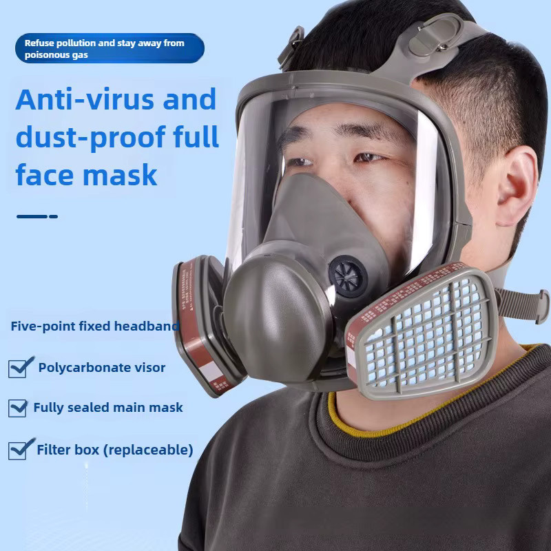 QHSPE 6800 Vollgesichtsschutzmaske professionelle Gasmaske zum Schutz vor Chemikalien, Pestiziden und Staub - Bild 2