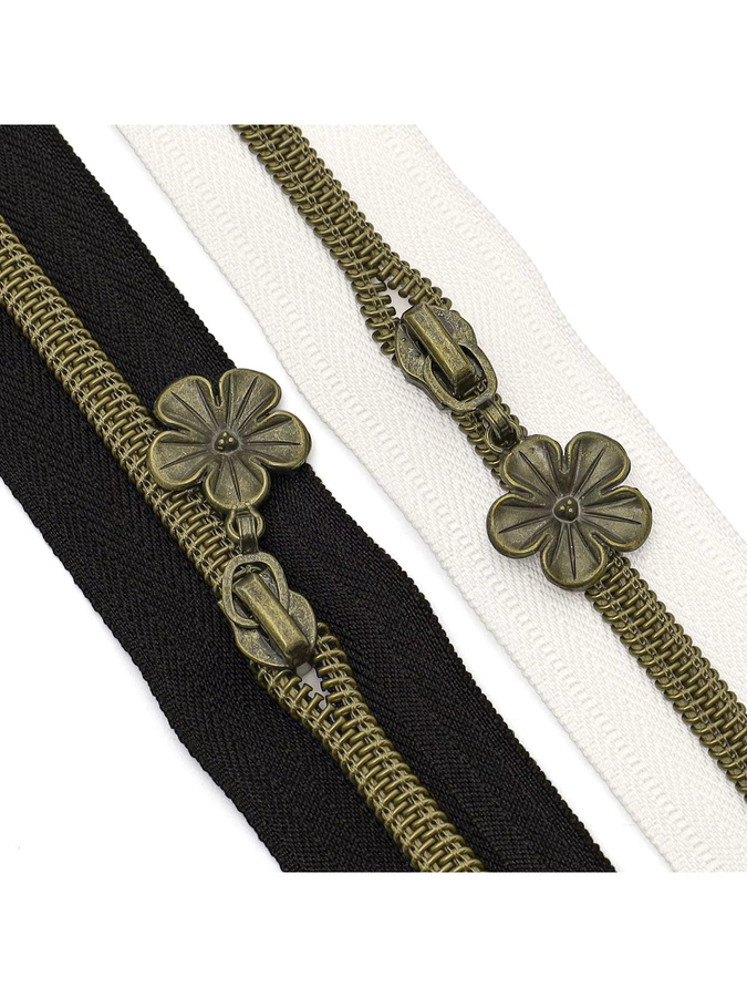 Changsons Reißverschluss-Set mit 450 cm Nylon-Reißverschluss und 10 Reißverschlussköpfen in Bronze und Weiß - Bild 5