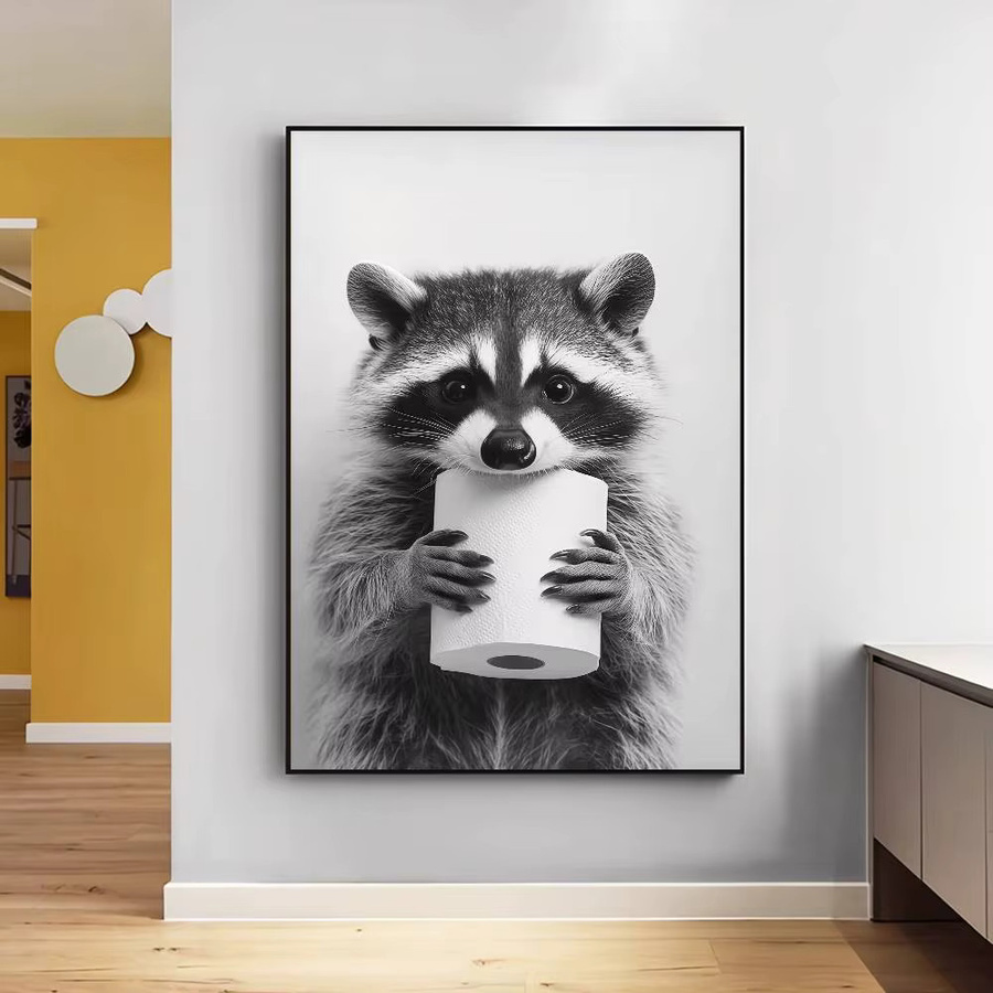 Selbstklebendes Kunstposter von moetch mit Highland Cow, Otter, Katze und Waschbär auf Toilette, modernes Wandbild in Mehrfarbig und Weiß, Rechteckig, Breite: 15,0 cm, Höhe: 15,0 cm - Bild 4