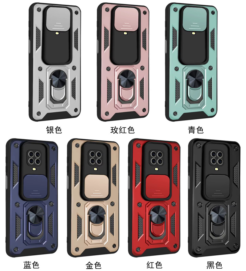 Stoßfeste Schutzhülle für Xiaomi Redmi Note 9S mit magnetischem Ring und Push-Pull Kamera-Schutz in Schwarz und Grün - Bild 6