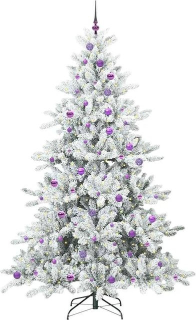 vidaXL Künstlicher Weihnachtsbaum mit 300 warmweißen LEDs, 240 cm Höhe, Schwarz/Weiß, PVC - Bild 1