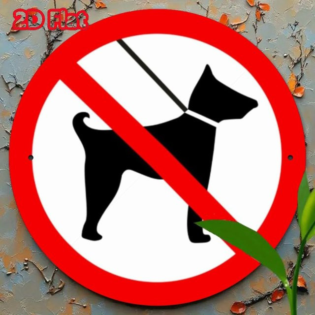 HELLOYOUNG Metallschild No Dogs Allowed Rund, Wanddekoration und Türdekoration in Multicolor, Durchmesser: 20 cm - Bild 1