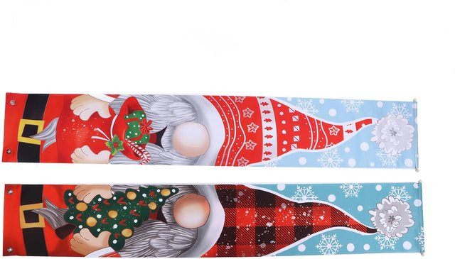 GoolRC Weihnachts-Türdekoration mit Schneeflocken- und Schneemann-Muster in Rot - Bild 1