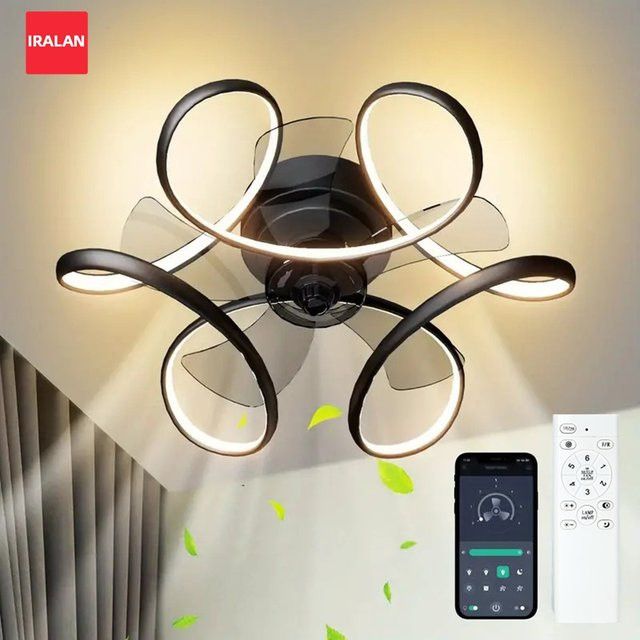 Moderne IRALAN LED-Deckenleuchte mit integriertem Ventilator und Fernbedienung, dimmbar und leise - Bild 1